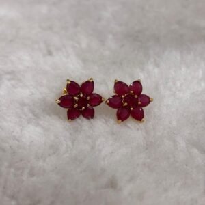 Full ruby stone flower Micropolish studs