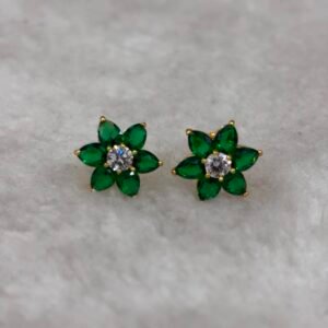 Green with white stone flower Micropolish studs
