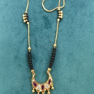 Micropolish blackbeads with pink & White stonea chandbali pendant