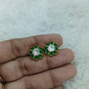 Green with white full flower design Micropolish studs