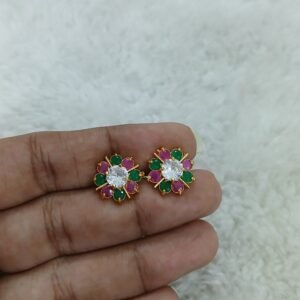 Multi stones full flower design Micropolish studs