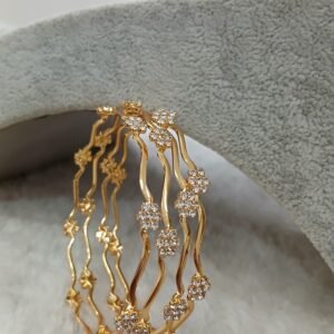 2.10 Wave pattern simple CZ Micropolish bangles (set of 4)