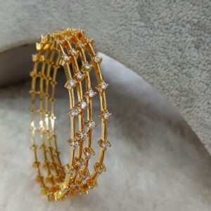 2.10 Plain with white stones gold copy Micropolish bangles (set of 4)