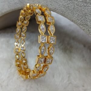 2.10 Square & oval Full uncut Micropolish bangles (set of 2)