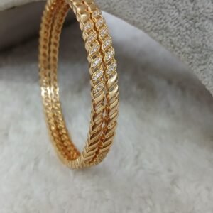 2.10 Simple gold copy stone Micropolish bangles (set of 2)