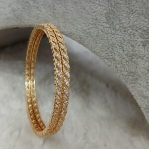 2.10 Simple Full stones gold copy Micropolish bangles (set of 2)