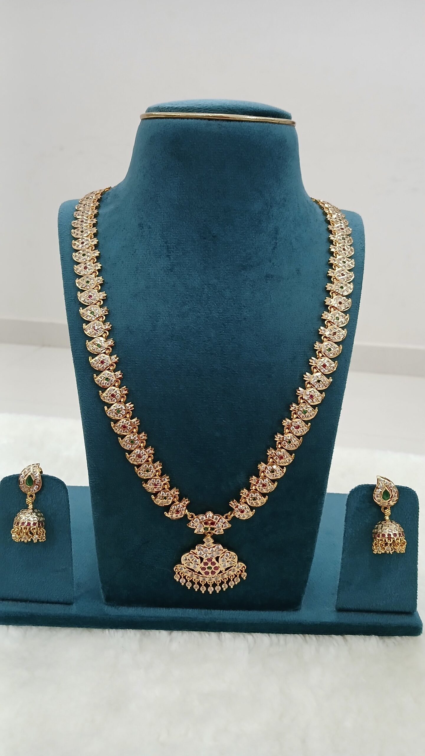 Multi stones Mango Micropolish haaram with buttalu