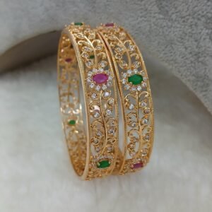 2.10 Bridal gold copy multi stone Micropolish bangles (set of 2)