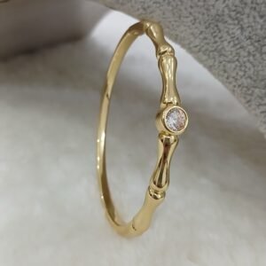 Single stone plain pattern Micropolish openable bracelet