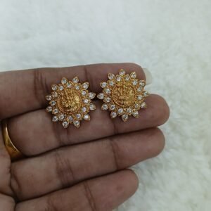 Lakshmi studs with white stones