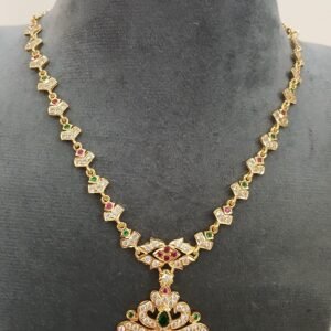 Real metal gold copy Micropolish stones necklace (MULTI)