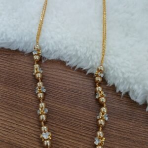 Diamond finish kattutheega chain with gold swarouski