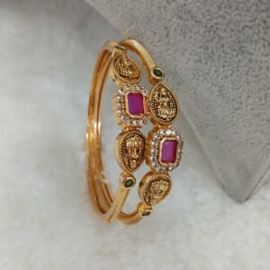 Big ruby stone with lakshmi kada pattern bangles - 2.6