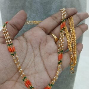 20 inches 3 lines small size swarouski and coral Micropolish chain
