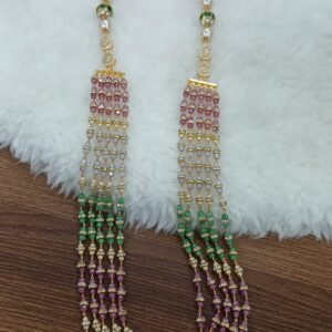 Multi layer CZ kattutheega haaram with diamond finish
