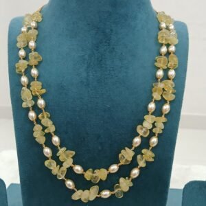 Citrin & swarouski kattutheega double line chain (22 inches)