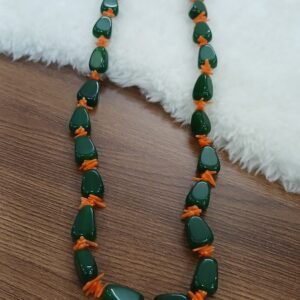 Real corals with green thumbel beads