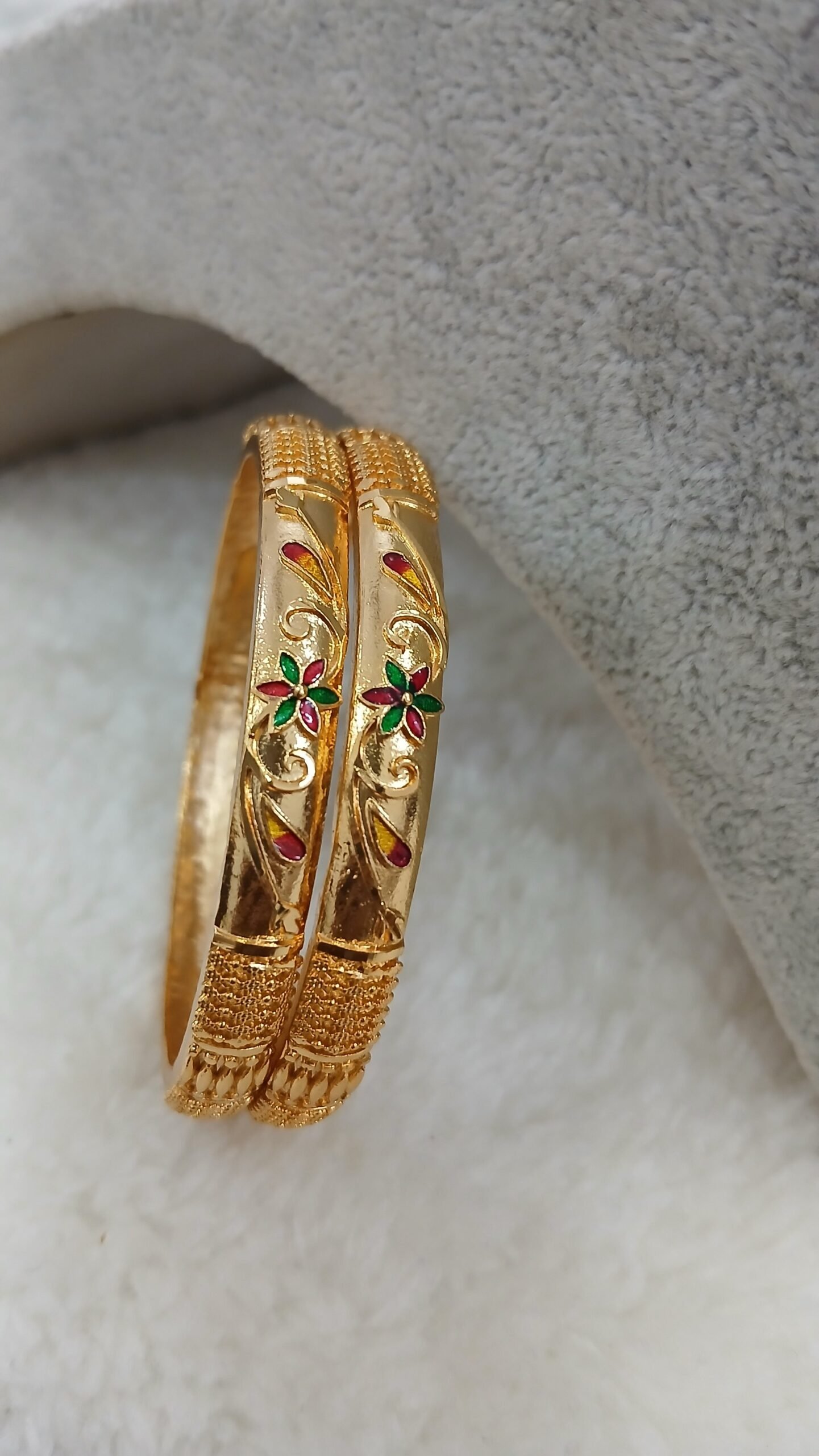 Green and red meenakari Micropolish bangles
