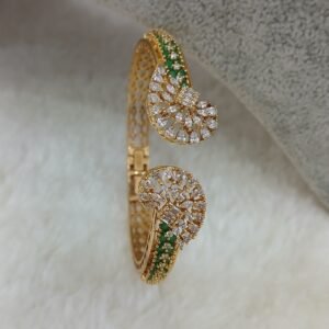 Green & Glasscut stones openable bangle (Adjustable from 2.2 to 2.6)