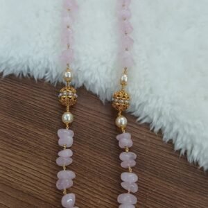 Real pink quartz nakshi ball Kattutheega chain