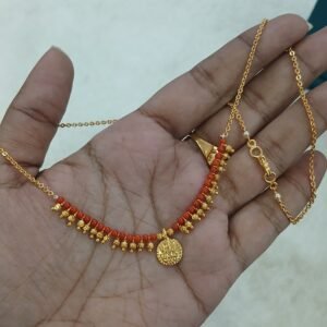 Gold copy simple coral Lakshmi kaasu chain