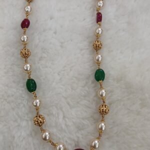 22 inches Single line gold copy multi beads kattutheega chain
