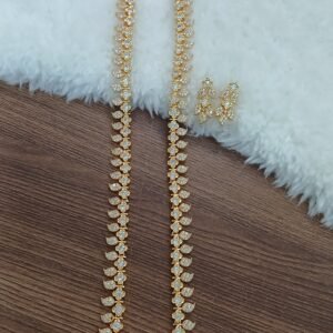 Full white stones Micropolish mango & flower design long haaram